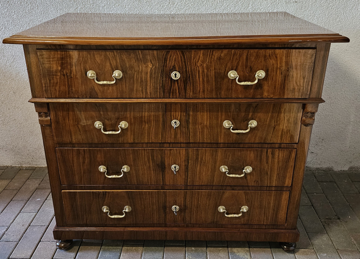 Antike Kommode / Schreibkommode Nussbaum furniert um 1880